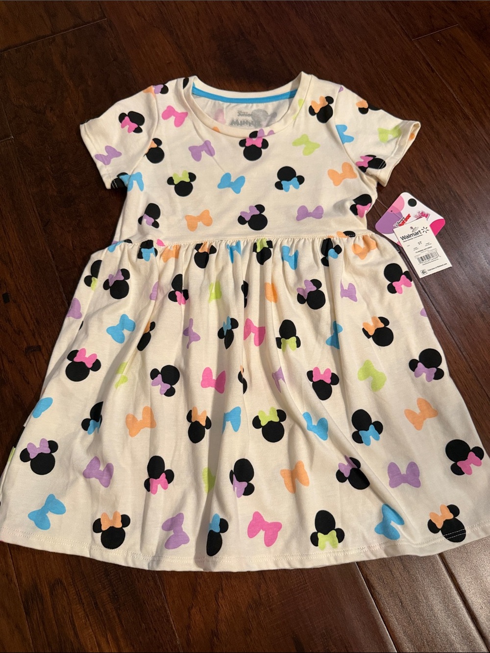 Disney Cream Dress with Black Minnie Silhouettes & Multicolor Bows
